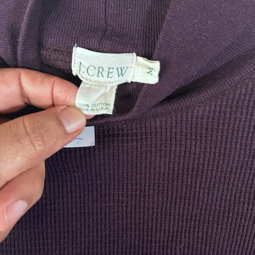 Vintage J.Crew Mens Purple Waffle Knit Thermal‎ Mock Neck Shirt Size M USA